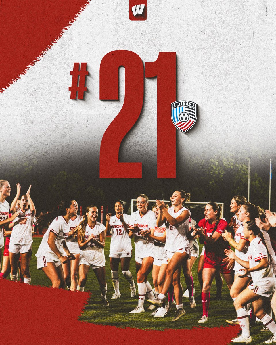 We’re up 2 spots! 🔥 

Starting 2-0 for the first time since 2014 and ranked No. 21 in the United Soccer Coaches poll. 

Ready for Central Michigan Thursday at 5 PM!
 
#OnWisconsin