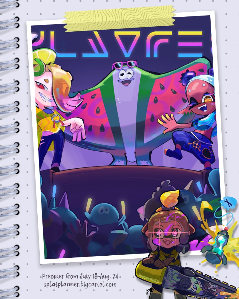 The twelfth and last month features the Splatfests. Here is a small preview of @/_aw0l_'s illustration.

Preorders are open until August 24!
💛 splatplanner.bigcartel.com
