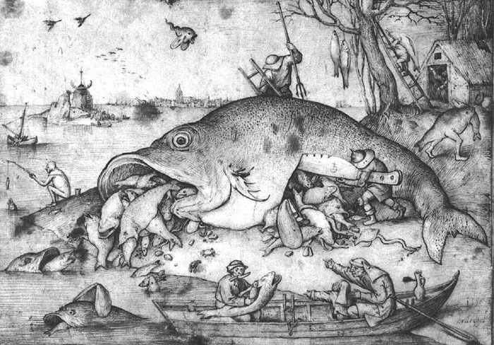 Big fishes eat small fishes #artbots #bruegel