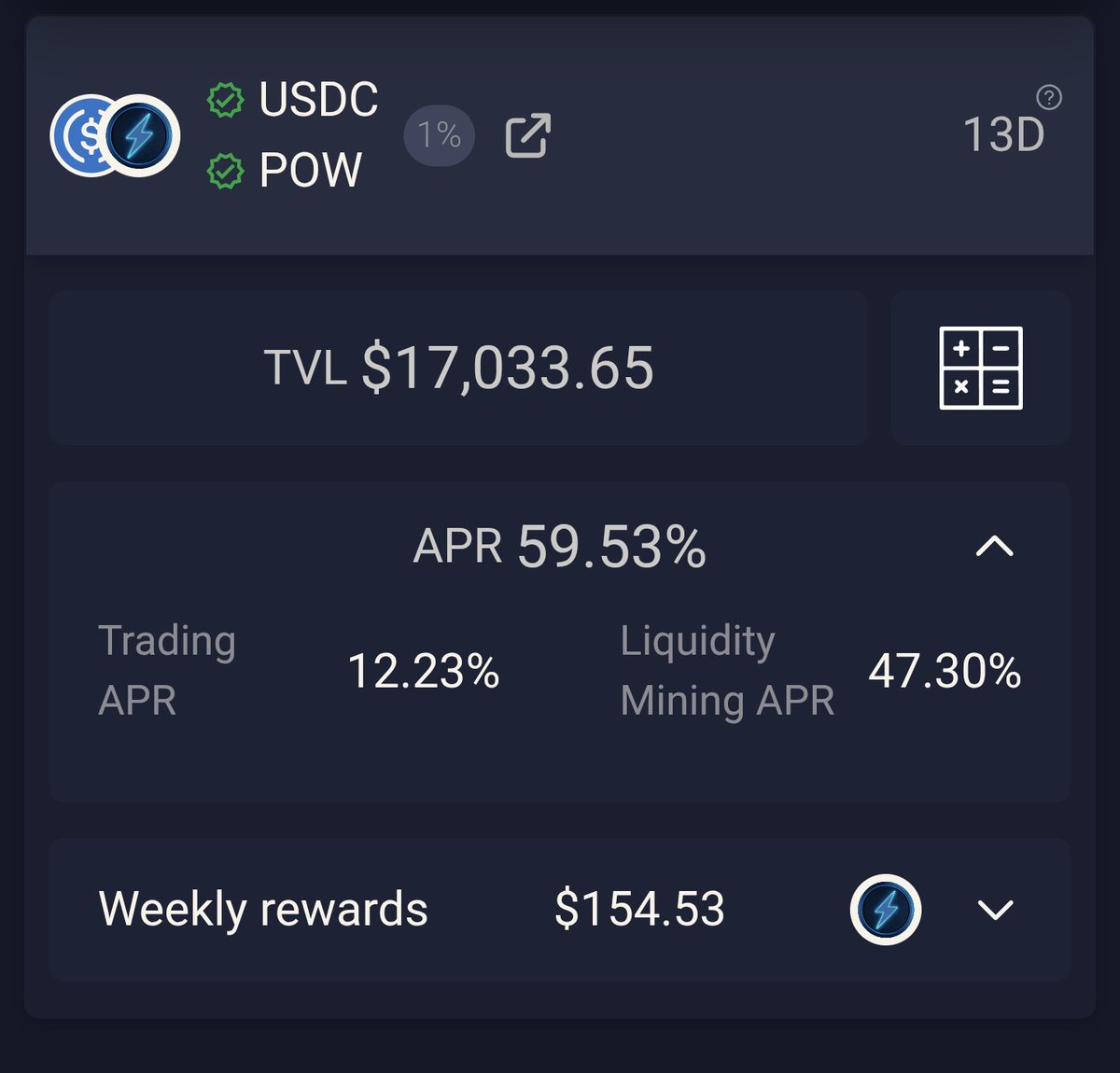 mochanerd's tweet photo. $ALGO- $POW and
$USDC- $POW farms are still printing! Double-digit trading APRs even without liquidity rewards on both pools!
Also imo, not a bad spot to
load up on $POW โก for
@pact_fi #Governance! ๐ณ๏ธ
Chart from @vestigefi
#PactFi #Dex #DeFi
#Algorand $ALGO https://t.co/RUEFlWNPyV