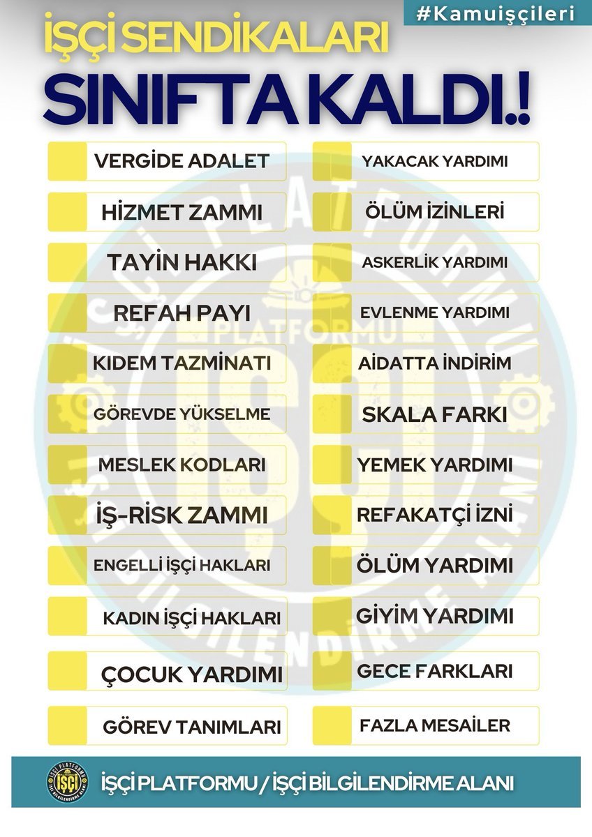 İŞÇİLERDEN MESAJ:
Her gün tvlere çıkıp <a href="/tuikbilgi/">tuik.gov.tr</a> verilerine güvenmediğini söyleyen, Maliye Bakanı Mehmet Şimşek'i beğenmeyip ağır eleştiren <a href="/turkiskonf/">TÜRK-İŞ</a> Başkanı Ergün Atalay TUİK verilerine göre oluşturulan Mehmet Şimşek'in zam teklifine imza atmıştır. Nerede kaldı omurgalı dik