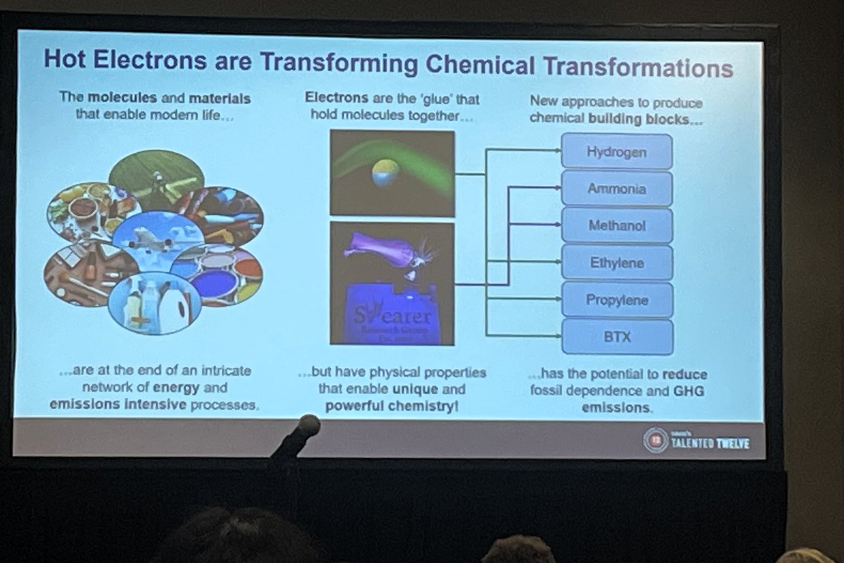 BeckmanFnd's tweet photo. Thanks to our Executive Director, Dr. Anne Hultgren, for these pictures of #AOBpostdocs + @cenmag #Talented12 scientists, Ariel Furst and Dayne Swearer, who presented at #ACSFall2025 in Washington, DC yesterday. https://t.co/FUW2I6LvJn