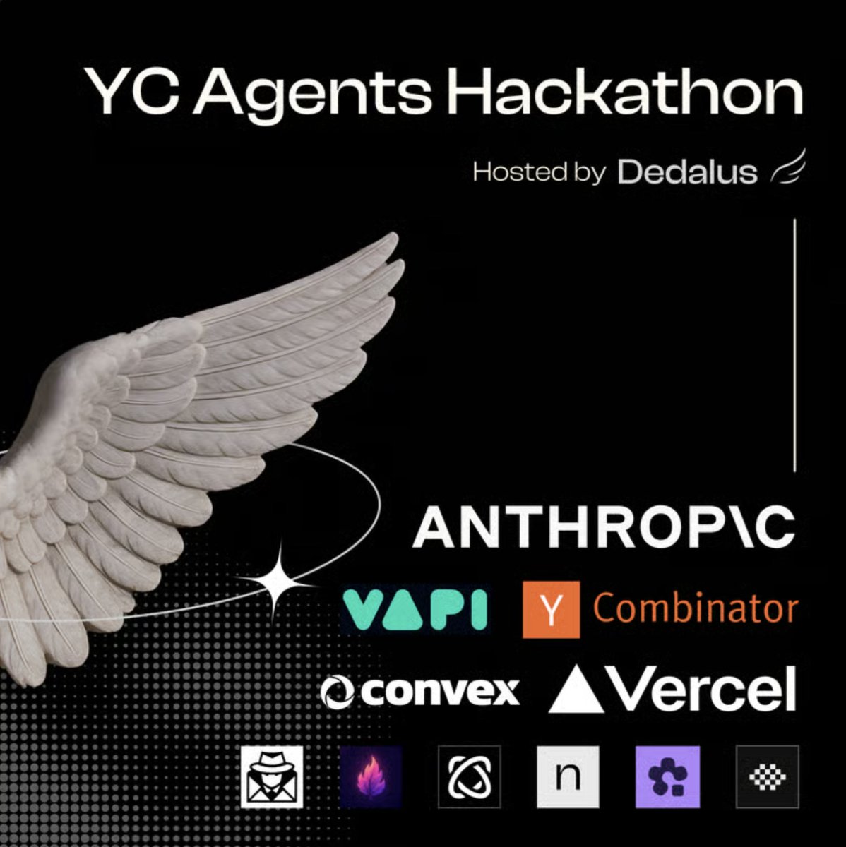 AgentMail (YC S25) (@agentmail_to) on Twitter photo <a href="/agentmail_to/">AgentMail (YC S25)</a> is thrilled to partner with <a href="/dedaluslabs/">Dedalus Labs</a> <a href="/ycombinator/">Y Combinator</a> <a href="/Vapi_AI/">Vapi</a> <a href="/AnthropicAI/">Anthropic</a> <a href="/vercel/">Vercel</a> <a href="/browser_use/">Browser Use</a> and more for the first ever YC Agents Hackathon!
We'll be sponsoring the tools track and have special prizes for people building with AgentMail! <a href="/agentmail_to/">AgentMail (YC S25)</a> is thrilled to partner with <a href="/dedaluslabs/">Dedalus Labs</a> <a href="/ycombinator/">Y Combinator</a> <a href="/Vapi_AI/">Vapi</a> <a href="/AnthropicAI/">Anthropic</a> <a href="/vercel/">Vercel</a> <a href="/browser_use/">Browser Use</a> and more for the first ever YC Agents Hackathon!
We'll be sponsoring the tools track and have special prizes for people building with AgentMail!