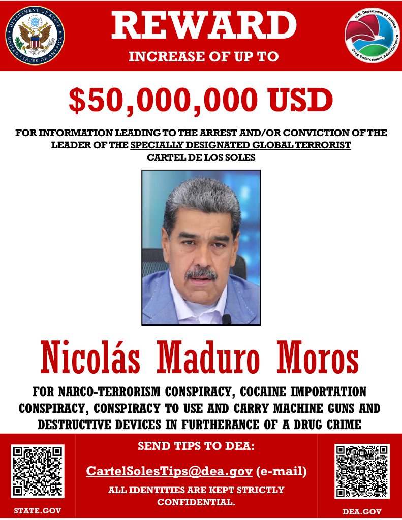 US Dept of State INL (@stateinl) on Twitter photo Thanks <a href="/PressSec/">Karoline Leavitt</a> for laying out EXACTLY why we’re offering $50 million for information on Maduro and his heinous crimes against Americans. Thanks <a href="/PressSec/">Karoline Leavitt</a> for laying out EXACTLY why we’re offering $50 million for information on Maduro and his heinous crimes against Americans.