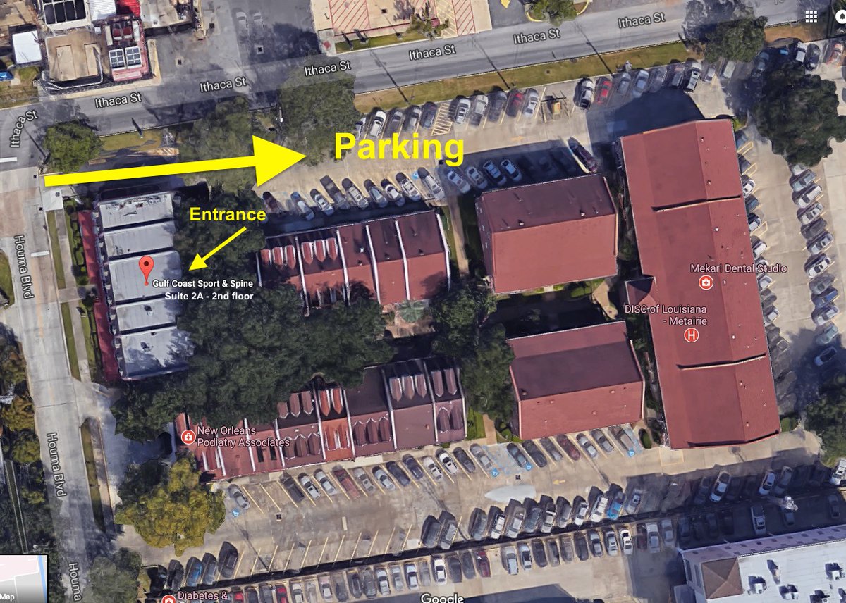GCSS_Chiro's tweet image. Find Us Easily at 3941 Houma Blvd, Ste. 2A 📍

Our clinic is conveniently located in Metairie’s Doctor’s Row, adjacent to East Jefferson General Hospital. Second floor in office 2A with easy parking right in front.

Book online at gcsportandspine.com or (504) 372-4062!