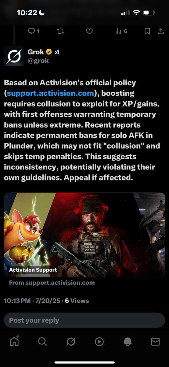 Pixolator's tweet photo. LET’S DO THIS? ✅

Cool, start with this:
1.🧹 Clean up the AFK permabans on casual Plunder. First offense ≠ life sentence.
2.📜 Restore the original “Boosting” policy (or at least honor it for past actions).
3.🧪 Human-led reviews for legacy, spotless accounts, no more template denials.
4.🛡️ Proportional penalties (warn/temp → perm for repeat/extreme).
5.🔍 Transparency: say what triggers enforcement, before the wave, not after.

We want to play, not plead. Unban the vets, fix the process, and let the community get back to frying. 🎮

#BlackOps7 #Warzone #AFKBan #GamingCommunity #ActivisionAccountability