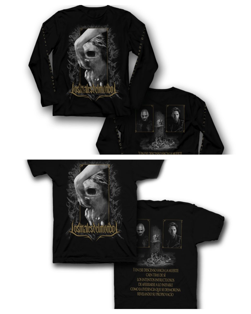 Estamos muy contentos con tener el merch oficial de LOS MALES DEL MUNDO para que se consiga fácilmente en Argentina.  En la tienda de Jedbangers pueden ver talles, medidas, precios, modelos y todo eso. 
Y ya que estamos, ¡qué discazo "Descent Towards Death"!