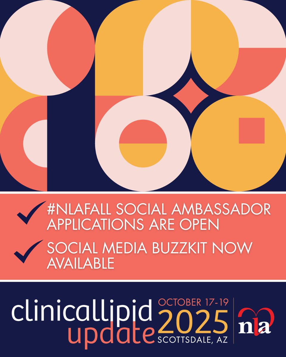 🗣️ #NLAFall attendees — your Social Media Buzzkit is here!

Download free graphics &amp; captions to easily share with your followers that you’ll be joining us in Scottsdale.🤳

Want to take it further? Apply to be a #NLAFall Social Ambassador and amplify your voice in the lipidology