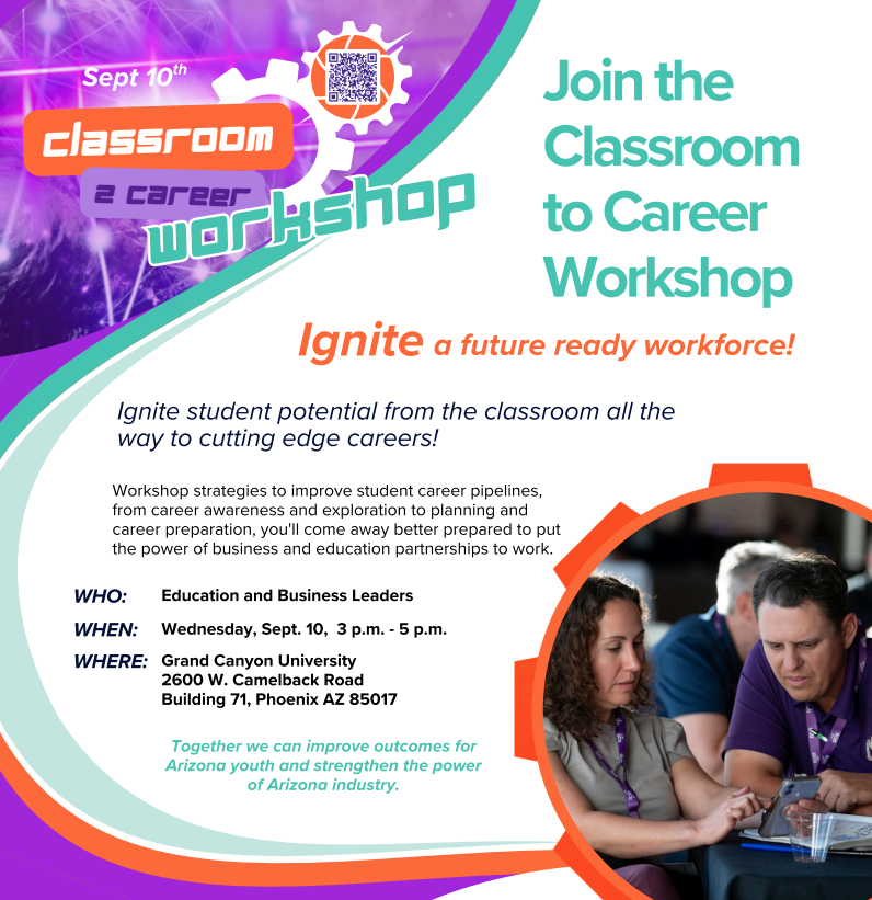 This just in! Education and industry leaders! Ignite a future-ready workforce by joining us for the Classroom to Career Workshop on September 10th at GCU Campus. Learn more about it here: youtu.be/QM2Ej1Xq7fc Get your tickets below! schoolconnectaz.org/classroom-to-c…
<a href="/schoolconnect/">Silho</a>