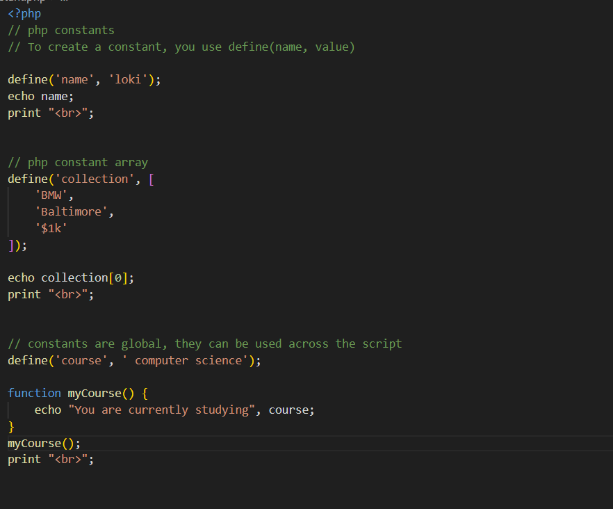 web3huzz's tweet image. Explored arrays and constants in PHP today with @sabiprogrammers

Progressing one step at a time.
 #PHP #WebDevelopment #LearningToCode