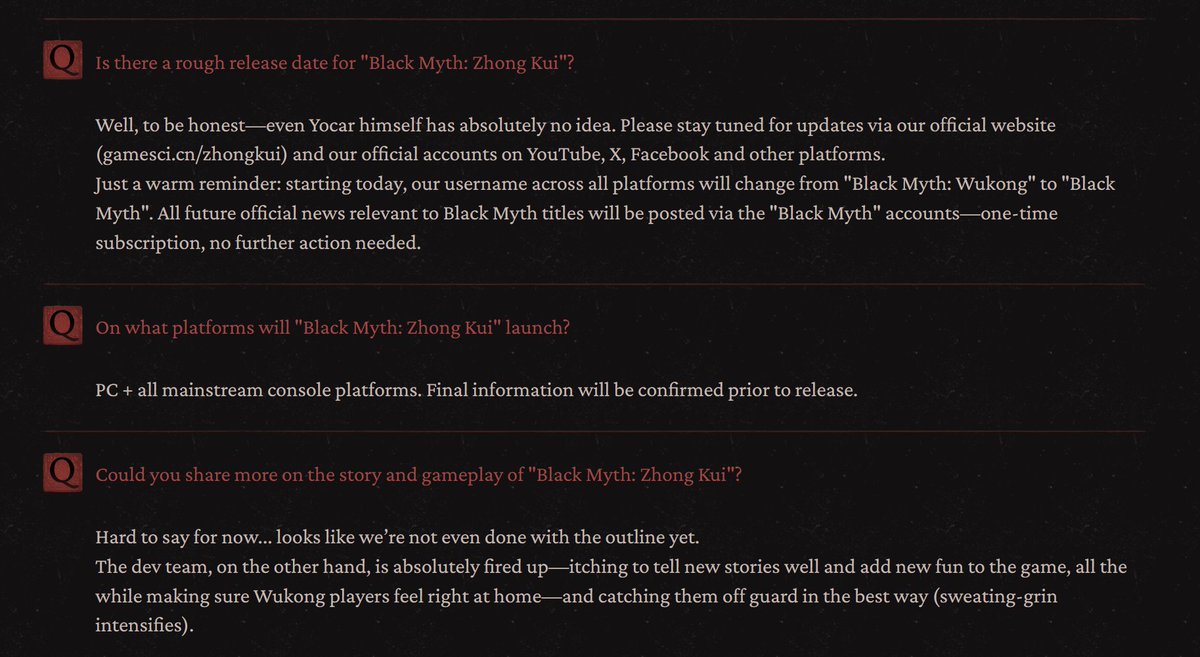 Game Science's New Title | Black Myth: Zhong Kui - Teaser Trailer youtube.com/watch?v=NZ7VLc…

gamesci.cn/zhongkui

This single-player action role-playing game draws its primary creative inspiration from the famed Chinese folk figure "Zhong Kui". As the project is still in early