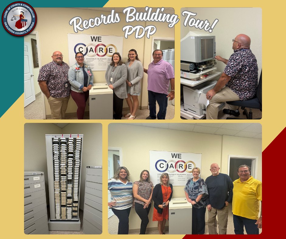Behind the scenes at the Okaloosa County Records Building! 📂✨ 

Our 2025 PDP class learned how official records, court records &amp; evidence are preserved. Huge thanks to Tim Sadler &amp; Nick Stager for the tour &amp; their dedication! 👏