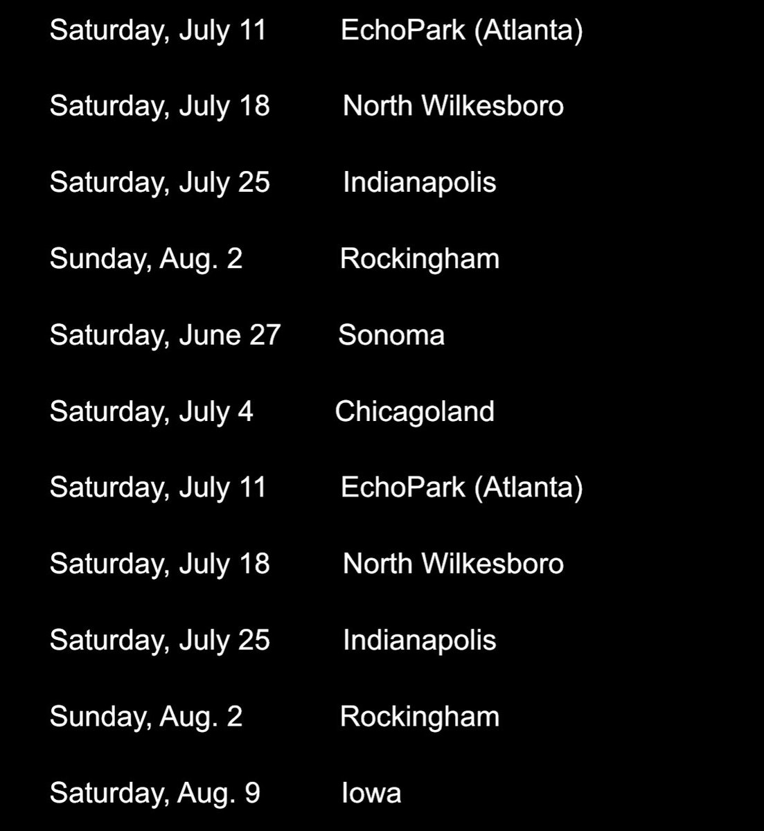 MovementYT_'s tweet photo. NASCAR @OReillyAuto Parts Series (Xfinity Series) 2026 Schedule https://t.co/sBACdx7AL3