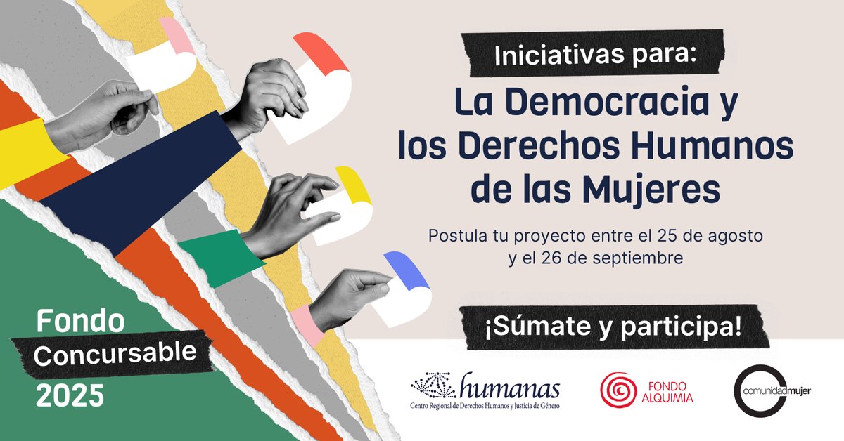 🌱 ¡Tu iniciativa puede transformar realidades!
Postula al Fondo Concursable 2025 🟣 “Iniciativas para la Democracia y los DDHH de las Mujeres”.
📅 25/08–26/09
💰 Hasta $20 millones
👉 Bases: humanas.cl
#NadaSinNosotras #Democracia