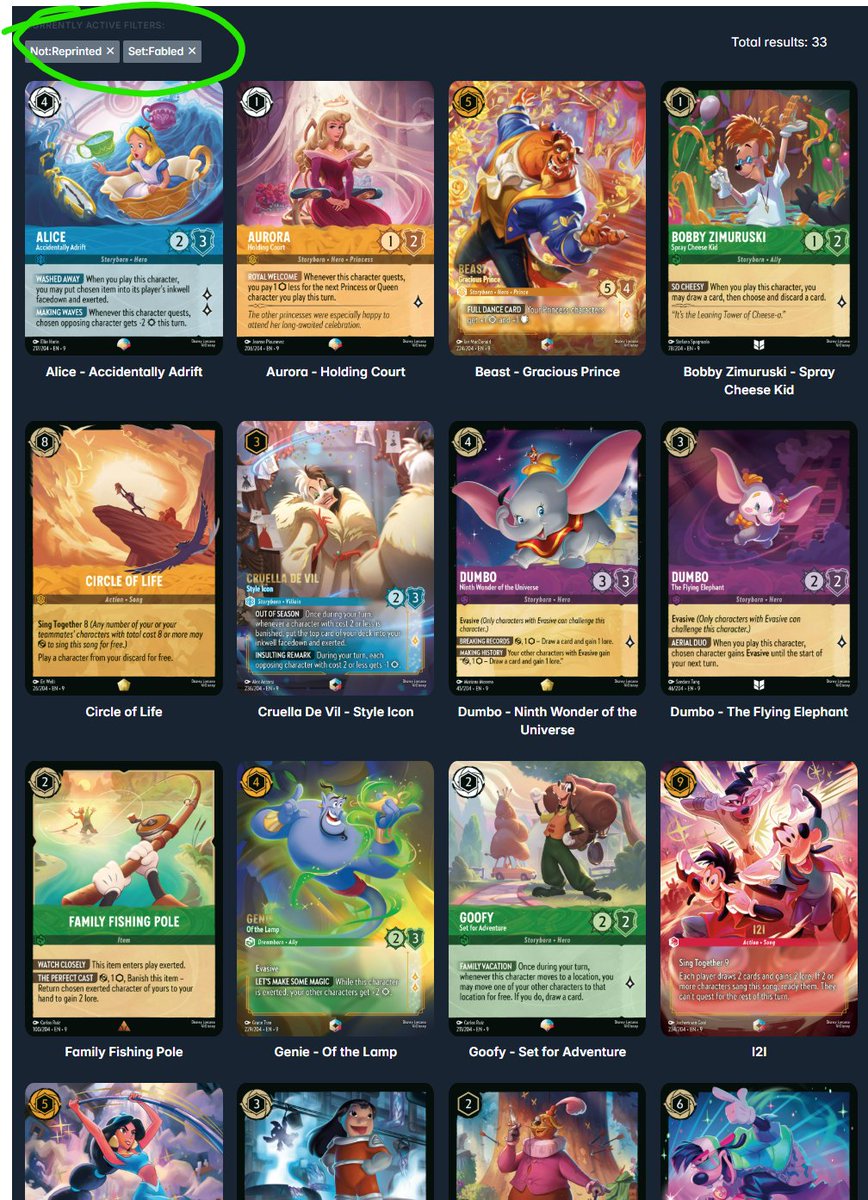 New Feature! Wondering which Fabled cards are brand-new and not reprints?  You can now filter the card database by reprint / not reprint!  Looking  for fresh brew ideas? This filter gives