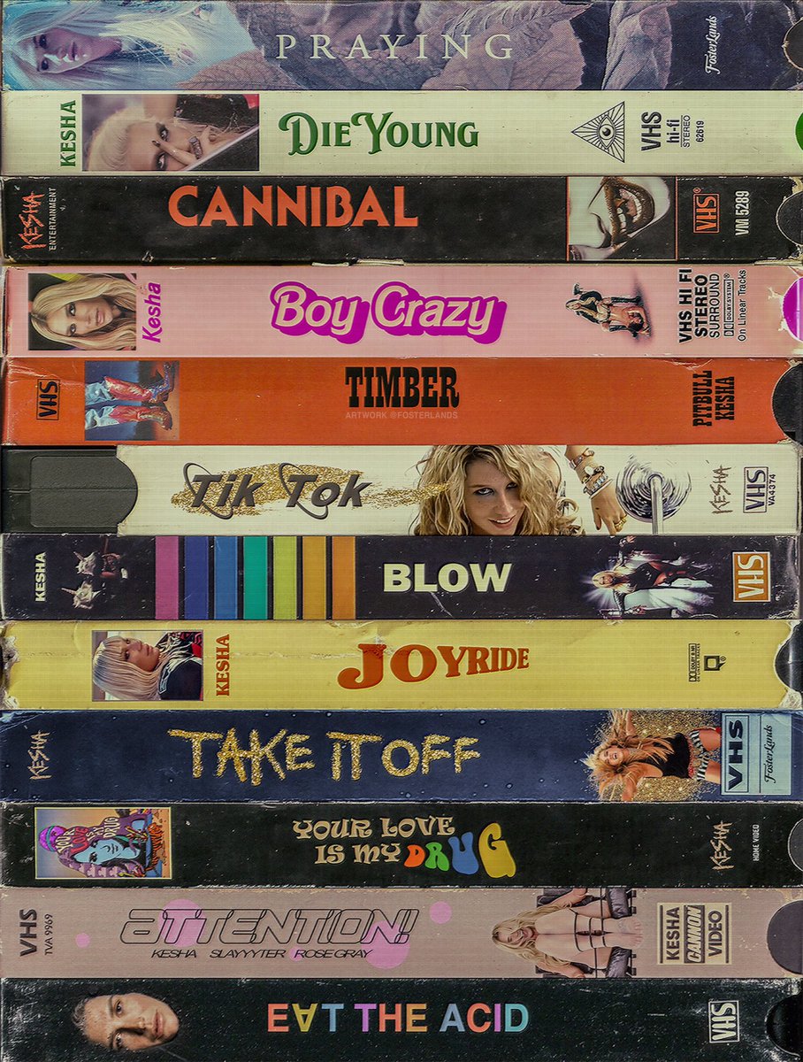 fosterlands's tweet photo. kesha vhs collection https://t.co/j3lFTln8GP