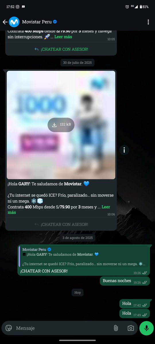 Señores de <a href="/MovistarPeru/">Movistar Perú</a> su SERVICIO DE ATC  por Whatsapp nadie responde, deseo hacer un reclamo