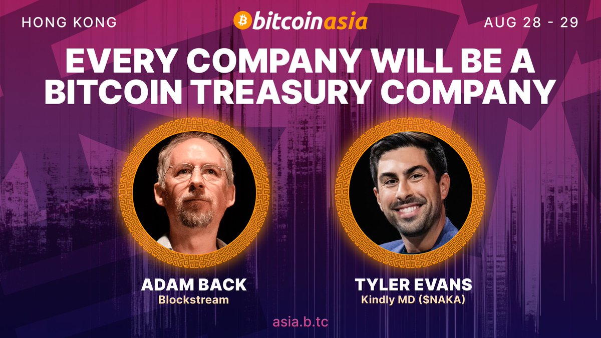 NEW FIRESIDE CHAT 🔥

Learn from the legends why every company will eventually have a Bitcoin treasury! 

August 29 • Nakamoto Stage 🇭🇰