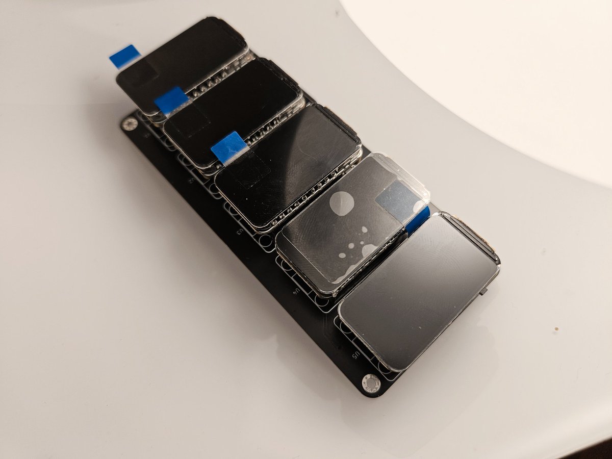 sulfuroid's tweet image. The trading line pcboard to host 5 esp32c6 tft dev boards has arrived !!! @EspressifSystem #esp32c6