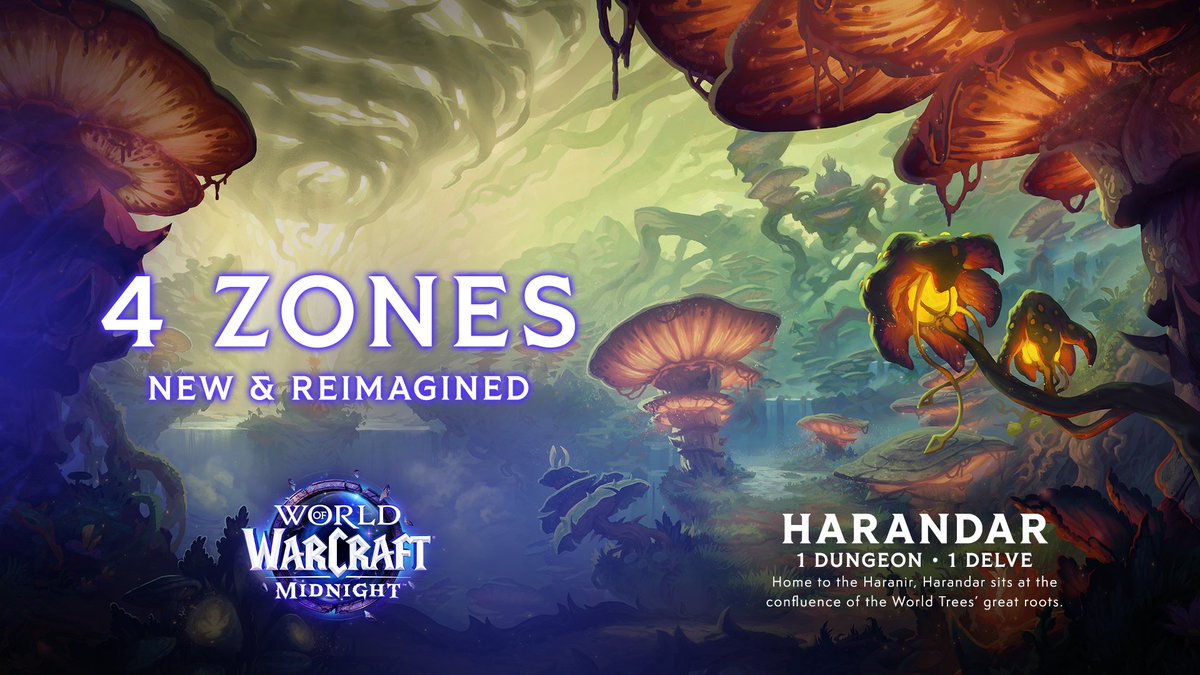 Warcraft's tweet image. First look at the #MidnightReveal of the zones coming to Warcraft in 2026 👀