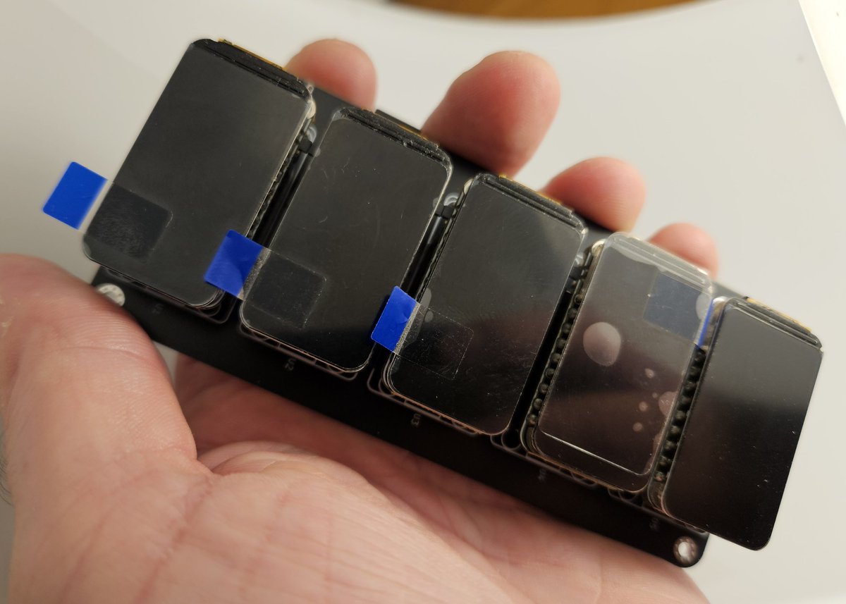 sulfuroid's tweet image. The trading line pcboard to host 5 esp32c6 tft dev boards has arrived !!! @EspressifSystem #esp32c6