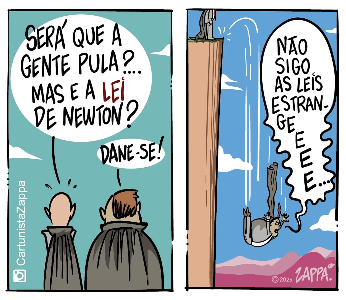 Zappa_Humor's tweet image. Lei da gravitação universal, ou lei Magnitsky ... Não importa! Os heróis da esquerda usam capas!
Bancos , tremei!
Charge: Instagram @CartunistaZappa