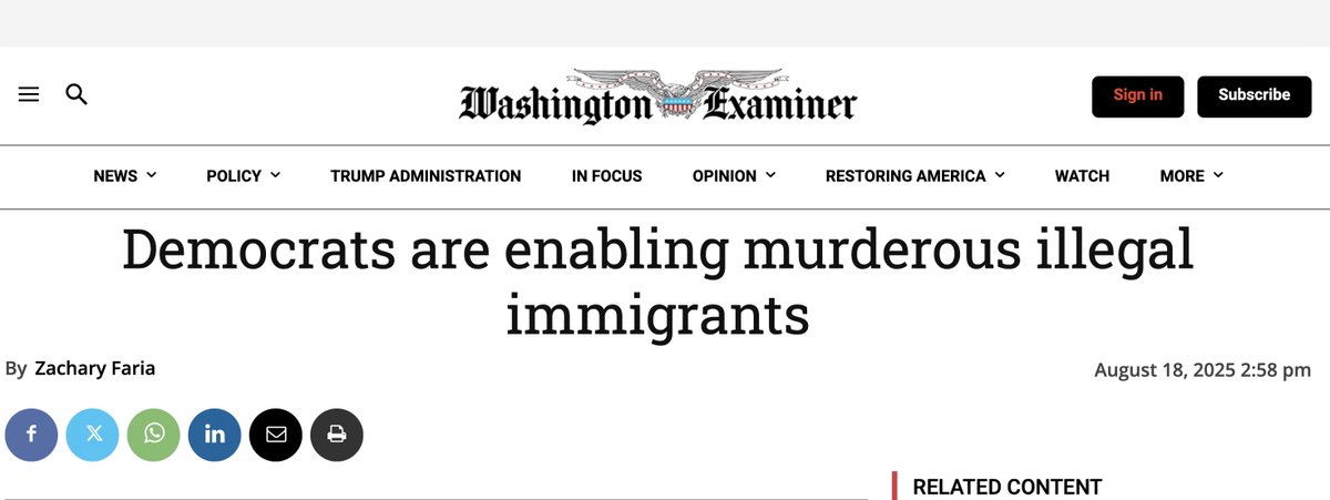 Elise Stefanik (@elisestefanik) on Twitter photo This ⬇️ <a href="/dcexaminer/">Washington Examiner</a> headline is damning and true:
"Democrats are enabling murderous illegal immigrants."
Look at the Worst Governor in America.
<a href="/KathyHochul/">Kathy Hochul</a> was busted trying to keep secret her pardon of an illegal immigrant who killed someone to stop his deportation. This ⬇️ <a href="/dcexaminer/">Washington Examiner</a> headline is damning and true:
"Democrats are enabling murderous illegal immigrants."
Look at the Worst Governor in America.
<a href="/KathyHochul/">Kathy Hochul</a> was busted trying to keep secret her pardon of an illegal immigrant who killed someone to stop his deportation.