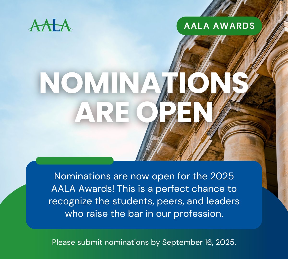 Nominating is quick and easy: complete the form on our website and email it to info@aglaw-assn.org by September 16, 2025.