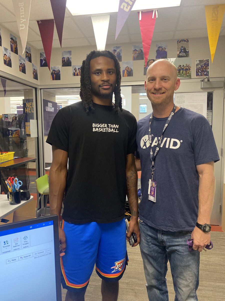 Great seeing ⁦<a href="/wallace_cason/">Cason Wallace</a>⁩ at RHS today. NBA champ and Eagle Legend. #Family ⁦<a href="/RHSABC/">RHS Booster Club</a>⁩