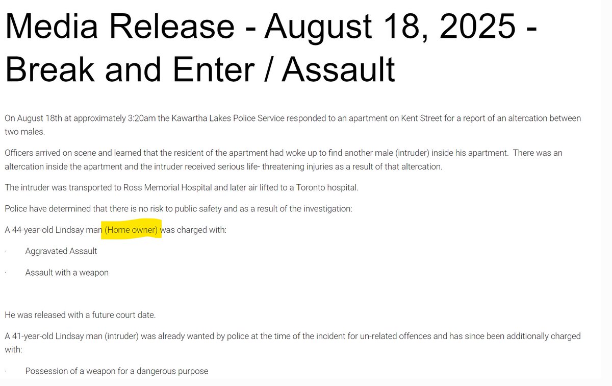 🚨🚨WOW!! -- JUST BREAKING

A Canadian HOMEOWNER has been charged with assault 

after he wrestled with a fugitive, who was out on probation, and had a weapon.... and BROKE INTO HIS HOME AT 3 AM.

WHY even BOTHER calling the police?!?