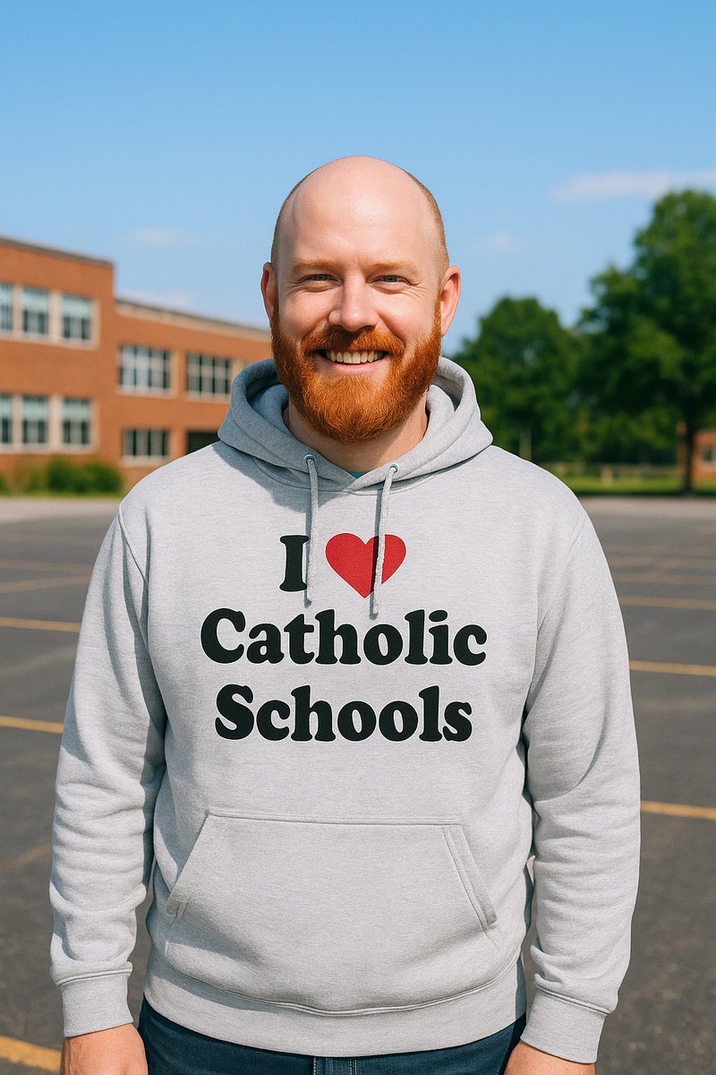 Here's Paul taking one for the team by modelling an "I ♥️ Catholic Schools" hoodie on what turned out to be a really hot day! 😂🤭

These hoodies have always been a hit  and they’re back with us again at catholicswithattitude.co.uk
#catholicshools #catholictshirts #catholichoodies