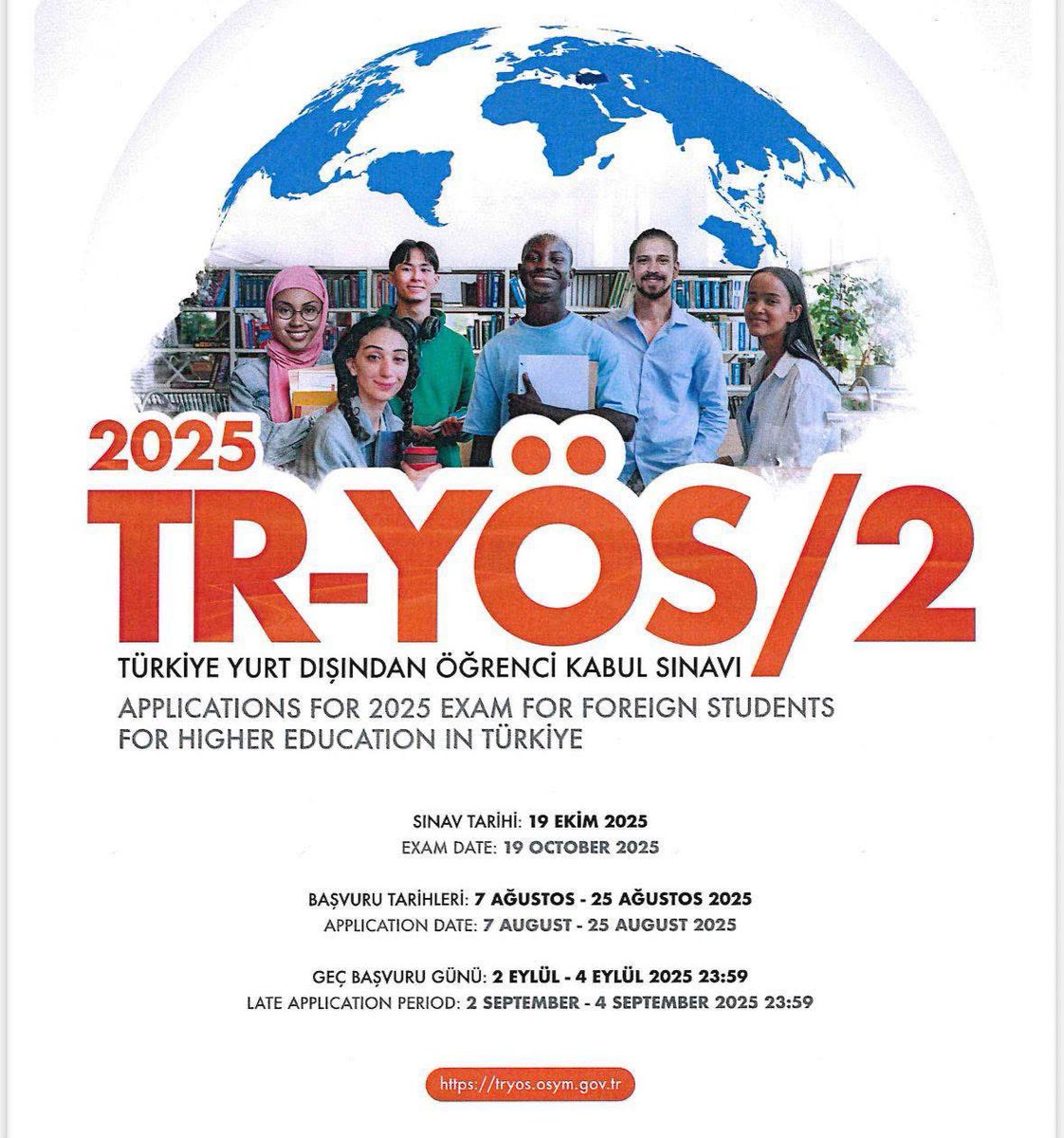 International students can now apply for the TR-YÖS exam to pursue higher education in Türkiye.

For more details, visit: tryos.osym.gov.tr