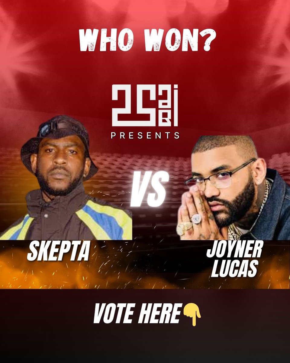 2sabiApp's tweet photo. Who won the Skepta vs Joyner Lucas rap battle? 🔥 Vote now! 🎤 #2sabi #SkeptaVsJoyner #RapBattle https://t.co/NpxKumjrS0