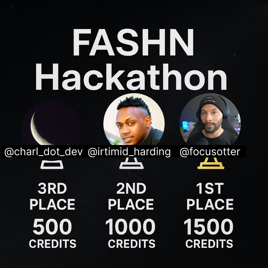 FASHN AI (@fashn_ai) on Twitter photo Announcing our weekend FASHN Hackathon winners 🥁
1. <a href="/focusotter/">Focus Otter</a> - an app to help style your kids easily and save time in the morning
2. <a href="/irtimid_harding/">Dimitri Harding</a> - an infinite canvas app to try-on styles with friends while you shop
3. <a href="/charl_dot_dev/">charl.dev</a> - text with a FASHN bot on your Announcing our weekend FASHN Hackathon winners 🥁
1. <a href="/focusotter/">Focus Otter</a> - an app to help style your kids easily and save time in the morning
2. <a href="/irtimid_harding/">Dimitri Harding</a> - an infinite canvas app to try-on styles with friends while you shop
3. <a href="/charl_dot_dev/">charl.dev</a> - text with a FASHN bot on your