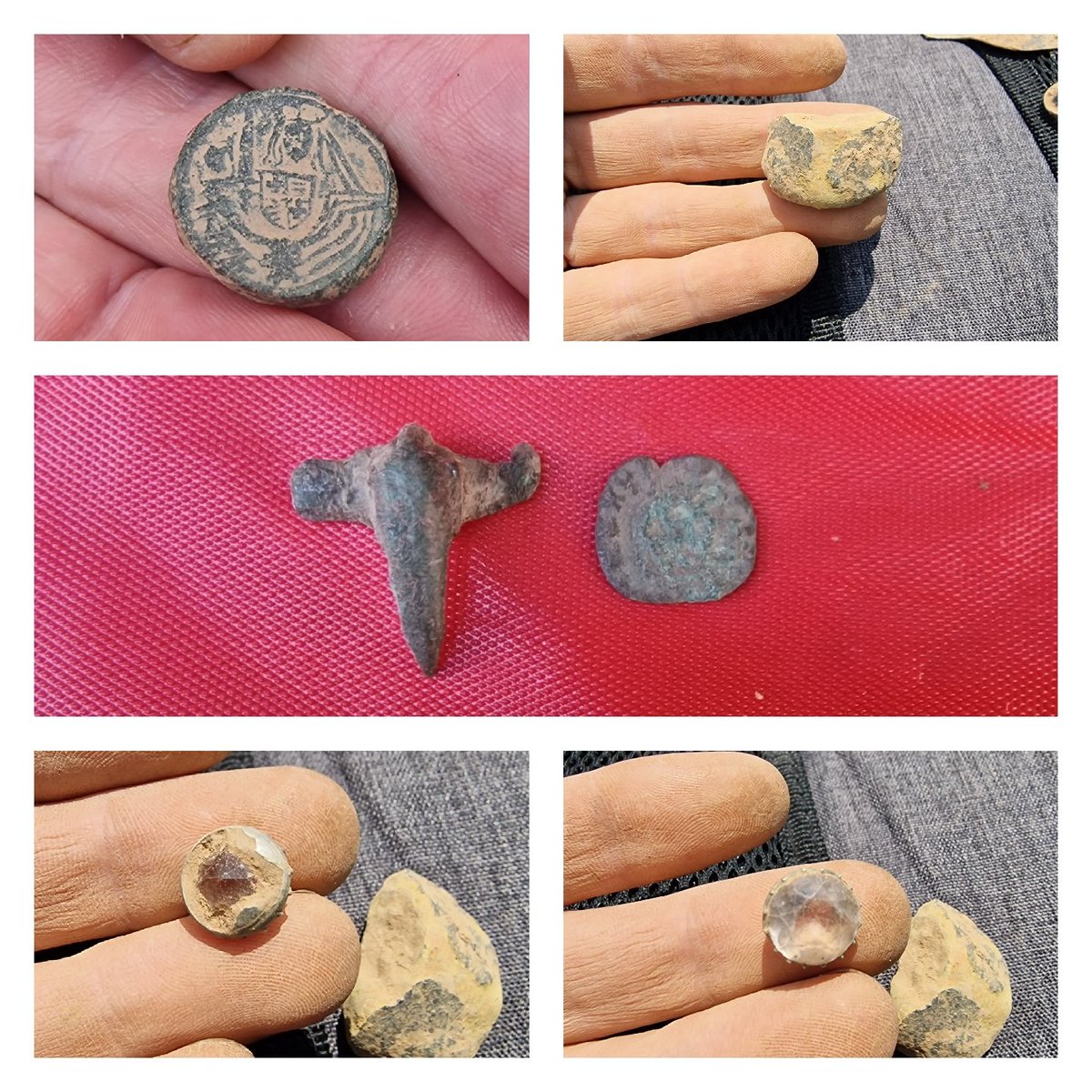 Rally roundup all be it a bit late. 1-3 Aug The ground was baked solid gonna need some heavy plough to turn the ground this year 😬. Medieval Coin weight &amp; pot leg, Roman brooch &amp; rose farthing, silver mounted costume jewellery, silver spoon and general tat. Great weekend dig 🤕