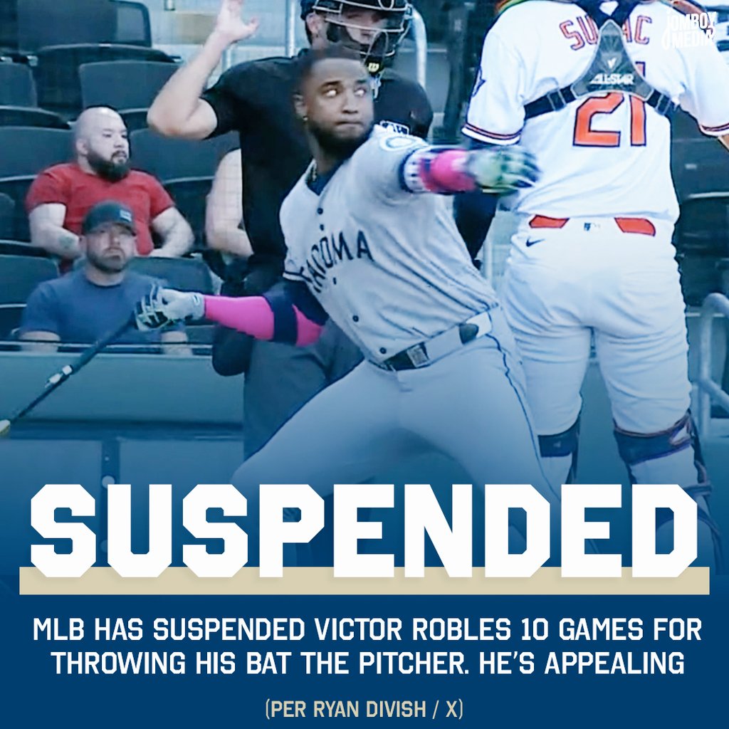 Johncastig's tweet image. #VictorRobles  se sacó ese "premio" al lanzar bate a lanzador cuando estuvo a punto de ser alcanzado por un pitcheo. Mlb sentenció 10 días de suspensión, él, apeló buscado reducción