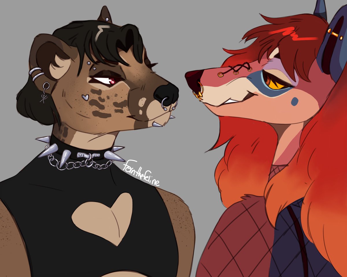 Fernthefeline's tweet photo. Adopted this stunning Doberman from @oops_cry, so of course I had to make her a hot goth girlfriend. Meet maya and her gf Daphne. 

#furryartwork https://t.co/VmE1HF0V4G