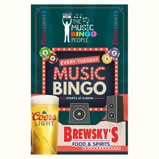 Family friendly Music Bingo at our Omaha location on 153rd &amp; Q starting at 6:30 with The Music Bingo People. Fun for all ages so bring in the family for this free to play game! Get a bingo and win a prize.
#themusicbingopeople #musicbingo #musicbingoomaha #brewskysomaha