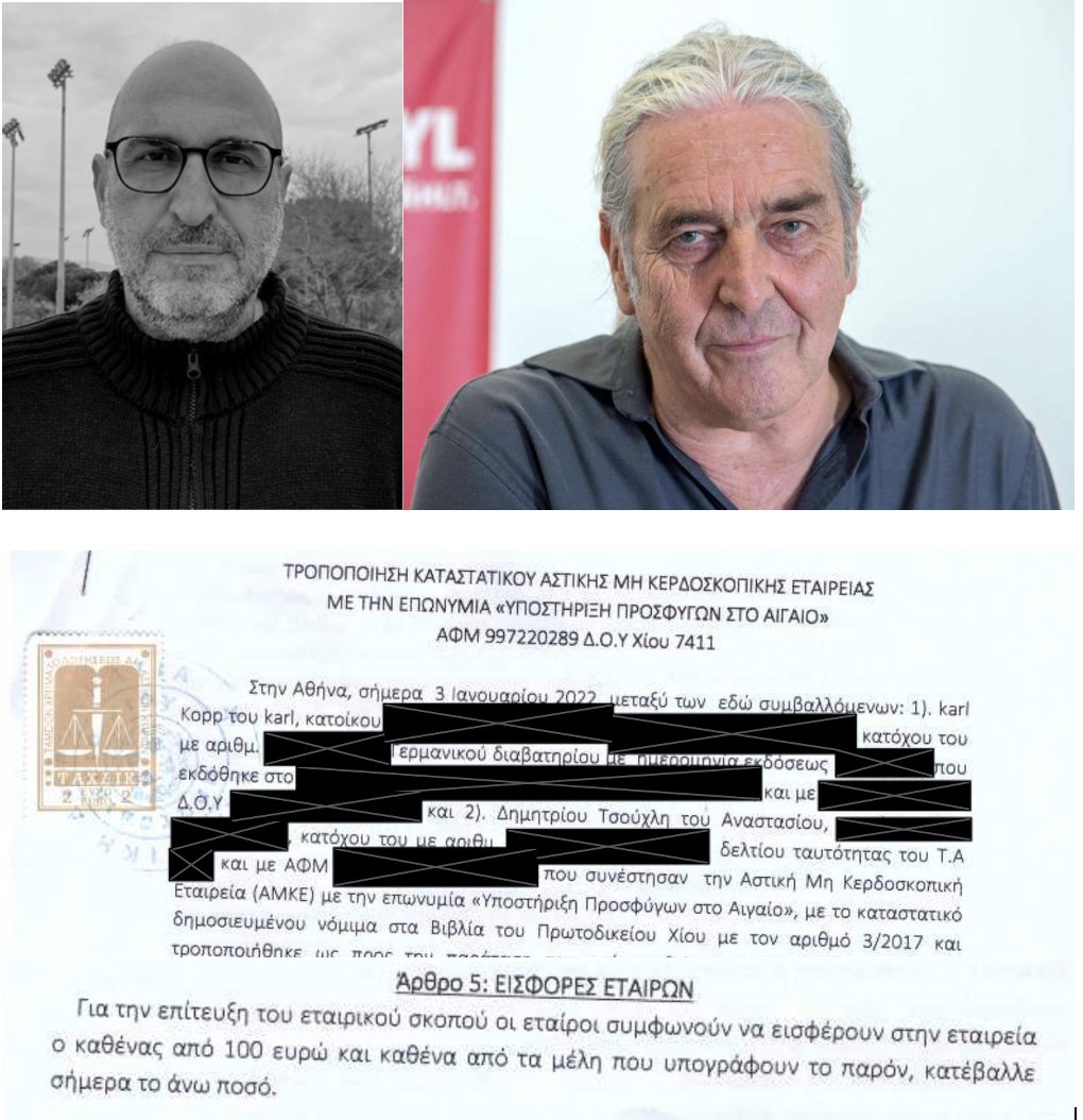 Αυτά τα δύο παλληκάρια, ο Δημήτρης Τσούχλης, περιβαλλοντολόγος, συριζαίος, και ο Karl Kopp, επαγγελματίας "αλληλέγγυος" εκπρόσωπος της γερμανικής ΜΚΟ Pro Asyl, συνέστησαν την ΜΚΟ "Υποστήριξη Προσφύγων στο Αιγαίο" (Refugee Support Aegean- RSA) με έδρα τη Χίο, βάζοντας ως κεφάλαιο