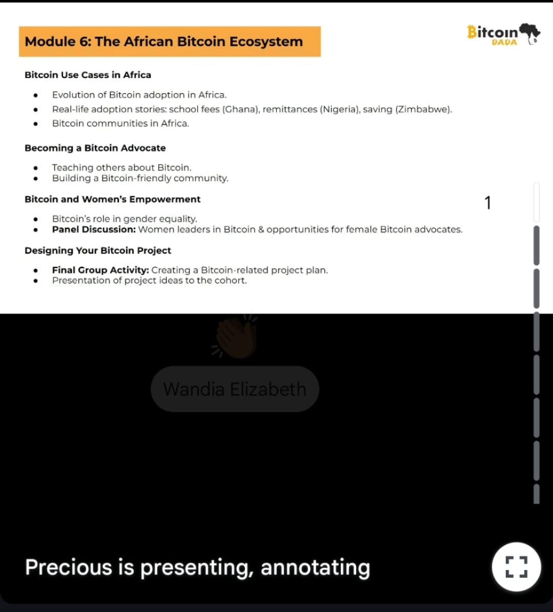 save_the_mind's tweet photo. Big love to @bevely_n  for today’s inspiring Bitcoin Dada session 🙌

We explored the African Bitcoin ecosystem, from El Salvador’s  journey to how Bitcoin is unlocking freedom  and empowerment for women and communities

Africa, the future is here! 🚀✨

 @btc_dada Cohort 9 https://t.co/xLs9I6qeGG