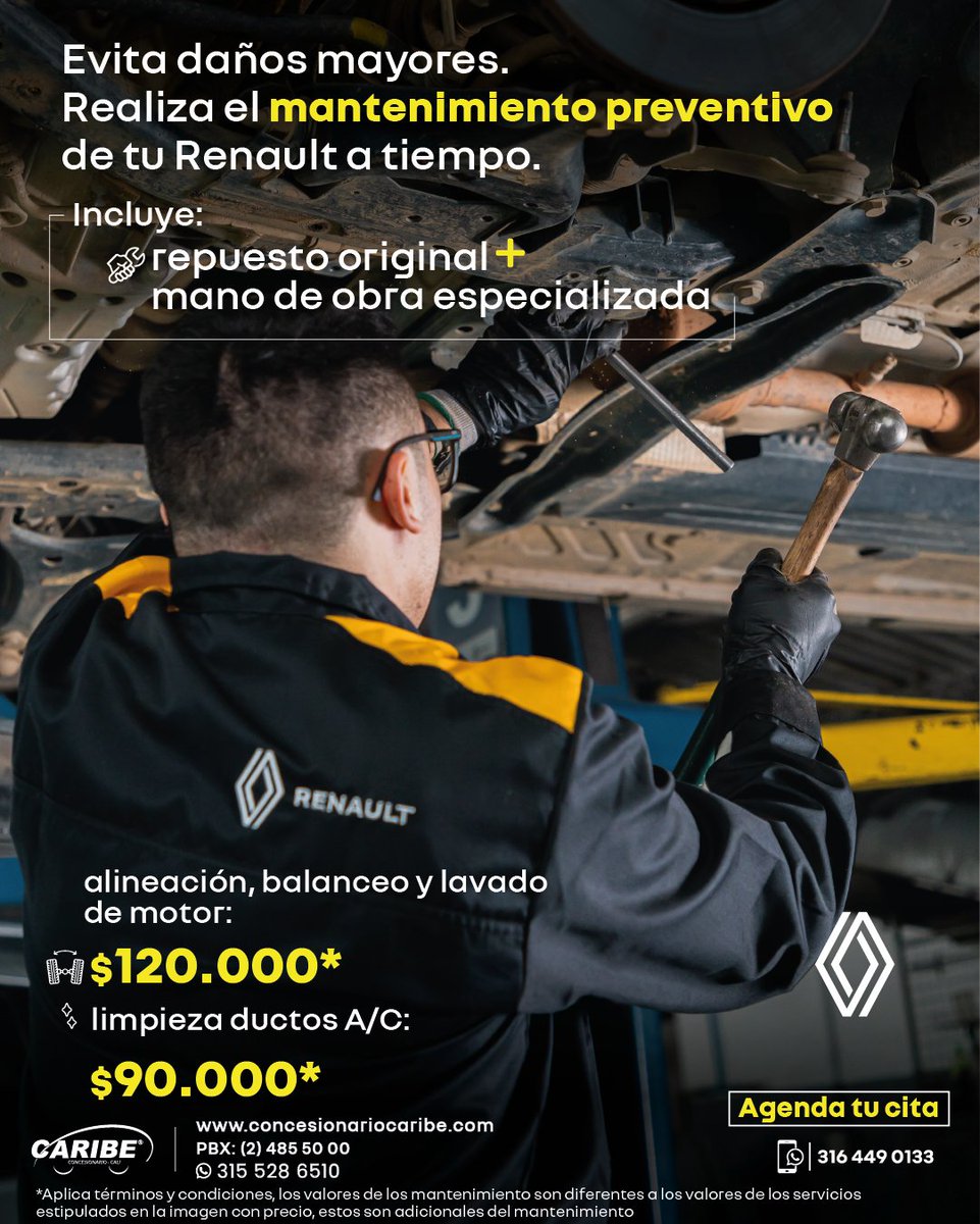 CaribeRenault's tweet image. No dejes que una falla te detenga. Haz tu mantenimiento preventivo con Caribe y mantén tu Renault siempre como nuevo.

WhatsApp: 315 5286510
Web: ow.ly/VMnd50FKgLK
PBX: 485 50 00

#RenaultCali #Caliescali #Calive #Tallercali #Jueves #MIERCOLES #TallerRenault #mantenimiento