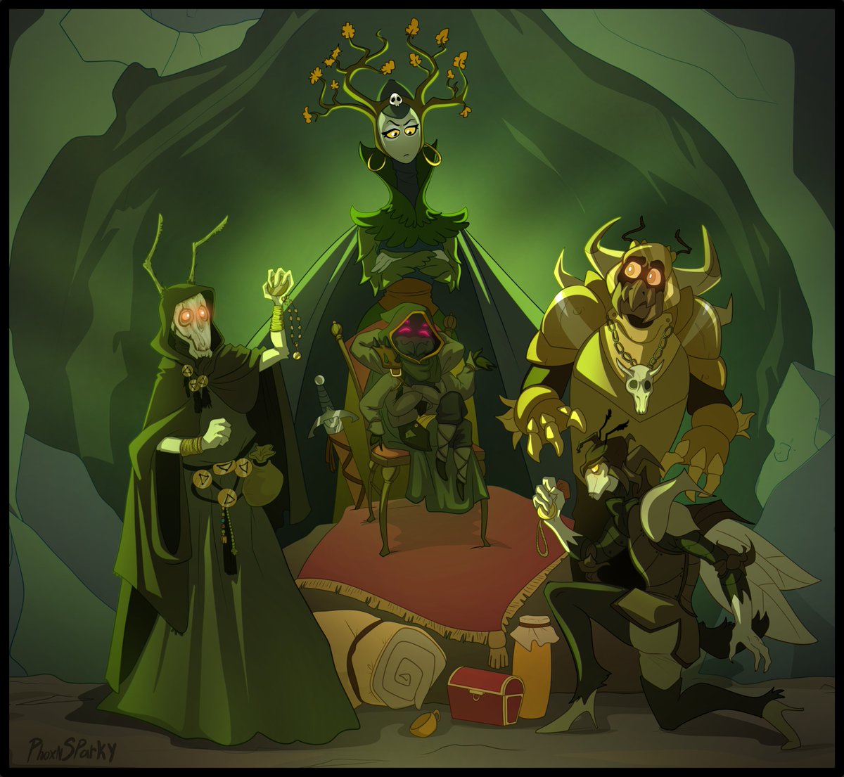 It would appear the Queen is not happy that the lil spider Fae lass is impersonating her.... whilst on a pile of loot! Some have noticed.... but it is too late.