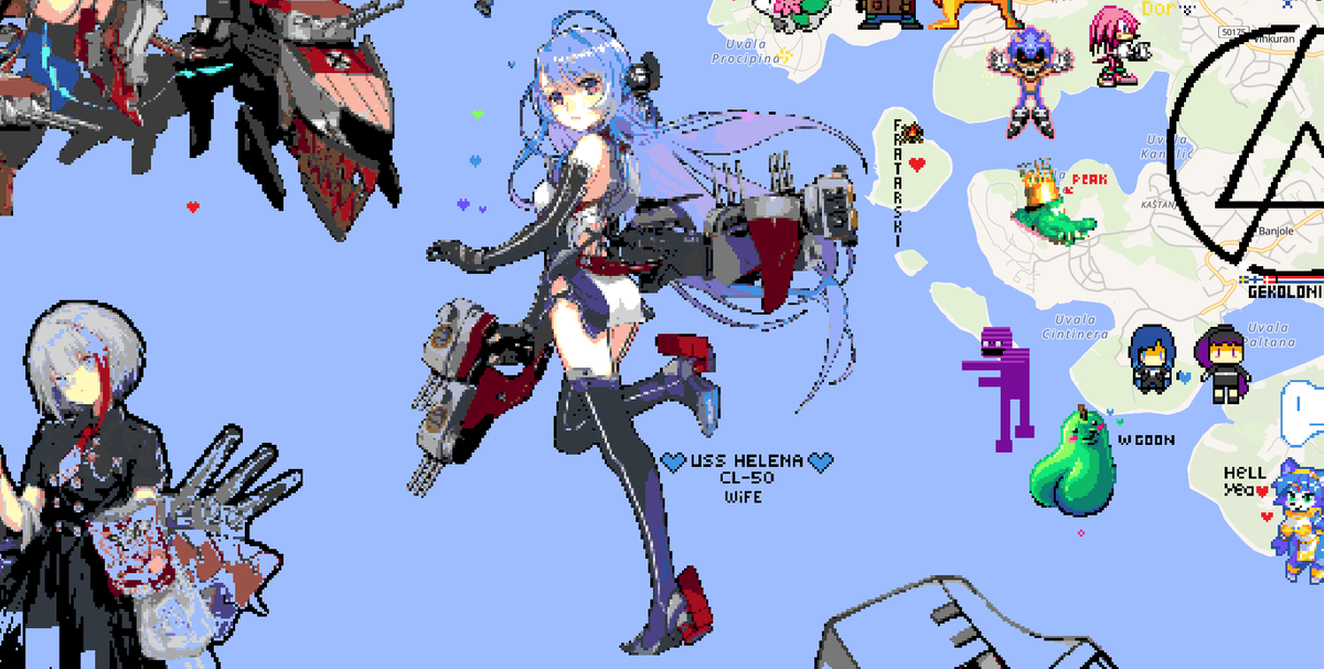 The new and improved Helena! So much cuter, so much more pretty, looks way better like this tbh. Also a little sneak peek at Spee being painted👀🤍
#AzurLane #wplace