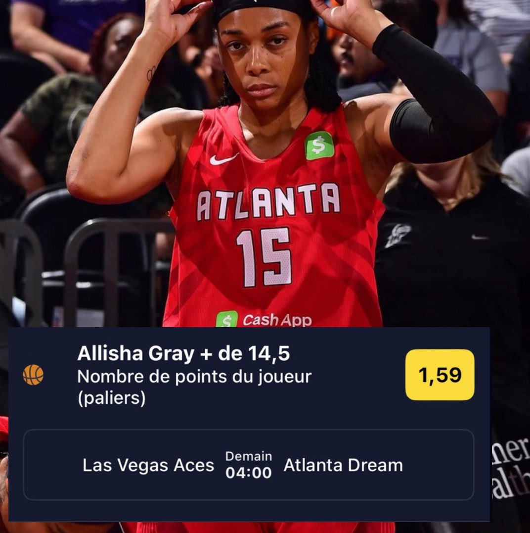 CONFIANCE 🏀 #WNBA

• A.Gray marque 15 points | 1.59 (Betclic)

❤️ SI TU SUIS, ♻️ RT ET JE T’ENVOIE LE COMBI WNBA DE SUITE EN MP ! 👀

#TeamParieur