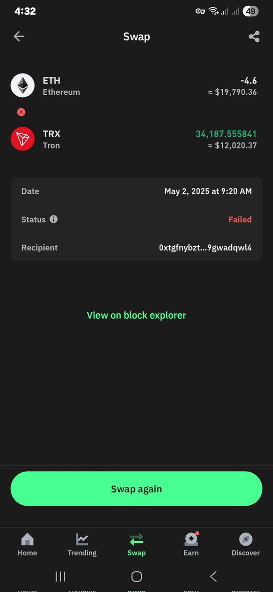mrr_Moein's tweet photo. @Bridgersxyz Subject: Help with Incomplete Swap
Hi Bridgers Support Team.
I recently made a swap on your platform, but it didn’t complete successfully. Here are the details:
Transaction ID / Hash: [ 0xfd073f1d5cbfd19a2512a51d7c27779642142b13f0c46b1ad9132c549e566f9b]
Date &amp; Time: [may/02/2025] https://t.co/08ux3dLtYE