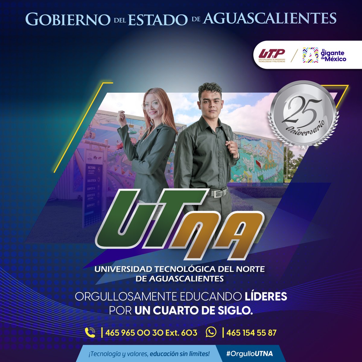 JLMNoticias's tweet photo. 25 años formando líderes en Aguascalientes. 🎓
Súmate a la comunidad UTNA y escribe tu historia de éxito. 🤩
Más información:
📲 WhatsApp 465 154 55 87
📞 465 965 00 30 Ext. 603
#OrgulloUTNA https://t.co/ty9xO6GKsy