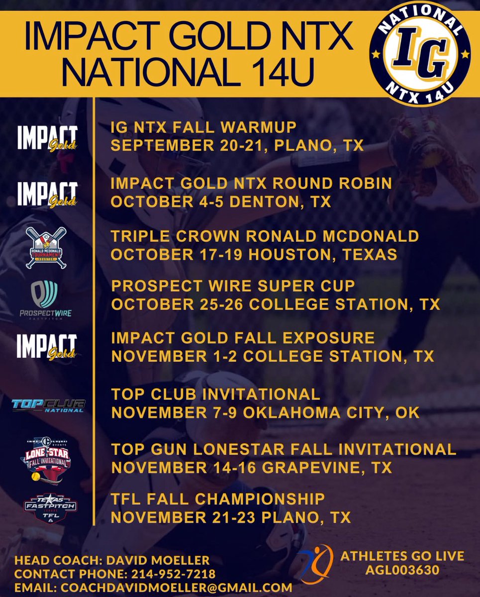 Avery Shuffield 2030 (@avery_shuffield) on Twitter photo Schedule drop! So excited to get started with my new team <a href="/IGNTXNAT14U/">Impact Gold NTX National 14U</a> Time to get to work - letโs goooo๐ช๐ป๐๐
<a href="/LineDsoftball/">Line Drive Media</a> <a href="/ImpactGoldOrg/">Impact Gold Fastpitch</a> <a href="/Sports_Recruits/">SportsRecruits</a> <a href="/coachjrtorres/">Coach Junior Torres</a> <a href="/DMOE72/">Coach David</a> <a href="/ExtraInningSB/">EXTRA INNING SOFTBALL</a> <a href="/CoastRecruits/">Coast 2 Coast Recruits</a> <a href="/DirectRecruits/">Direct Recruits</a> Schedule drop! So excited to get started with my new team <a href="/IGNTXNAT14U/">Impact Gold NTX National 14U</a> Time to get to work - letโs goooo๐ช๐ป๐๐
<a href="/LineDsoftball/">Line Drive Media</a> <a href="/ImpactGoldOrg/">Impact Gold Fastpitch</a> <a href="/Sports_Recruits/">SportsRecruits</a> <a href="/coachjrtorres/">Coach Junior Torres</a> <a href="/DMOE72/">Coach David</a> <a href="/ExtraInningSB/">EXTRA INNING SOFTBALL</a> <a href="/CoastRecruits/">Coast 2 Coast Recruits</a> <a href="/DirectRecruits/">Direct Recruits</a>