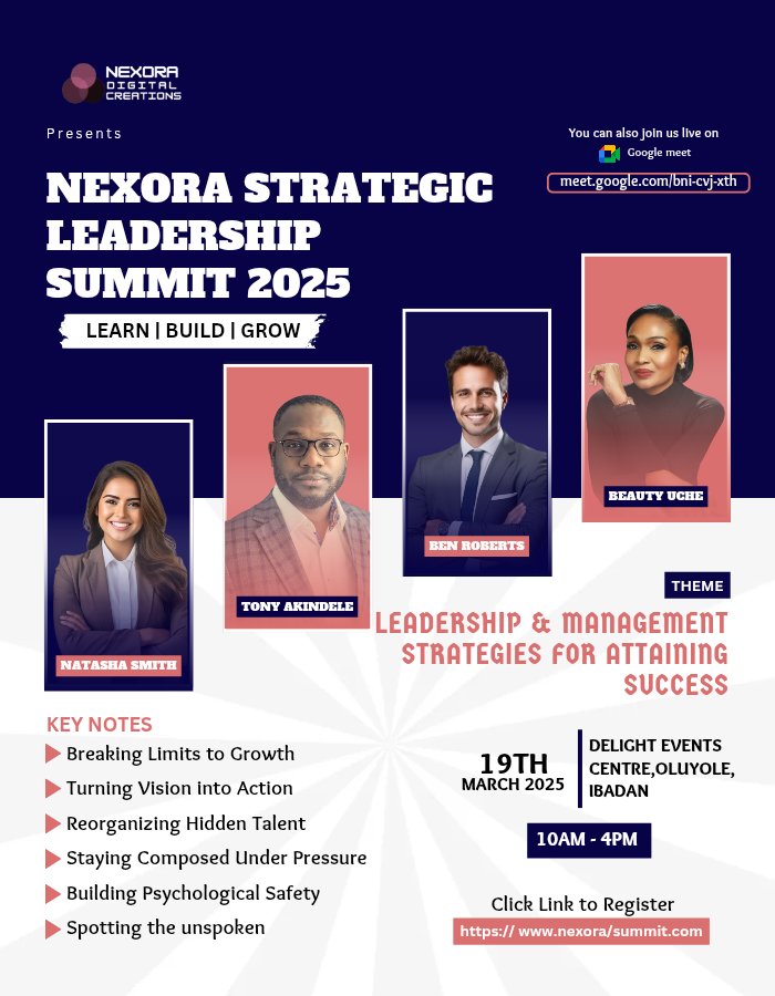 Day 19/30: Lead the charge! Empowering leaders, one design at a time. Strategic Leadership summit conference flyer done
#Leadership #FlyerChallenge #30DayFlyerChallenge #GraphicsDesign #Nexoradigitalcreations