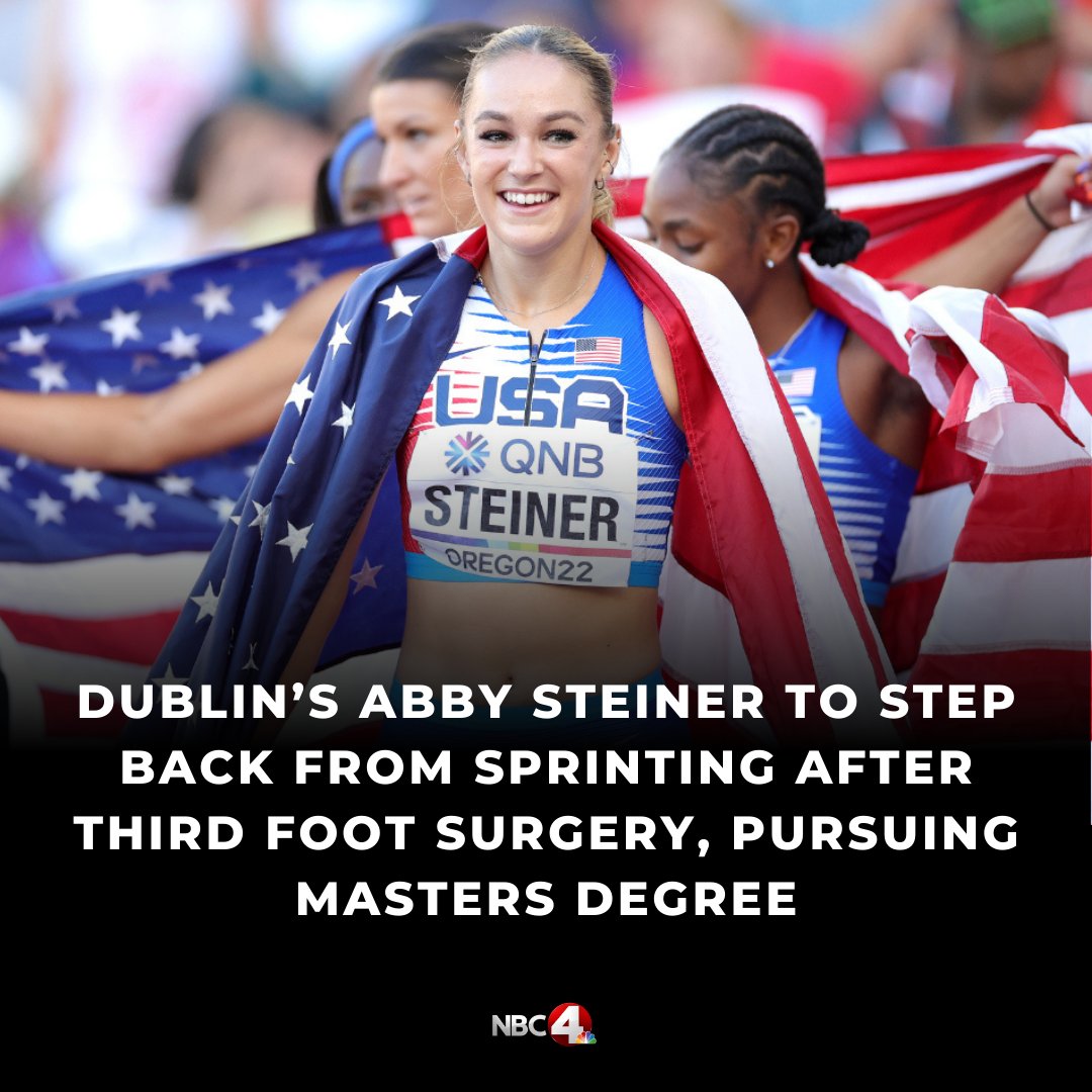 nbc4i's tweet photo. World champion sprinter and Dublin Coffman graduate Abby Steiner announced she will be taking a step back from competing after undergoing a third surgery on her left foot. https://t.co/ENLBpuSSs9 https://t.co/QhpqAUpEHX