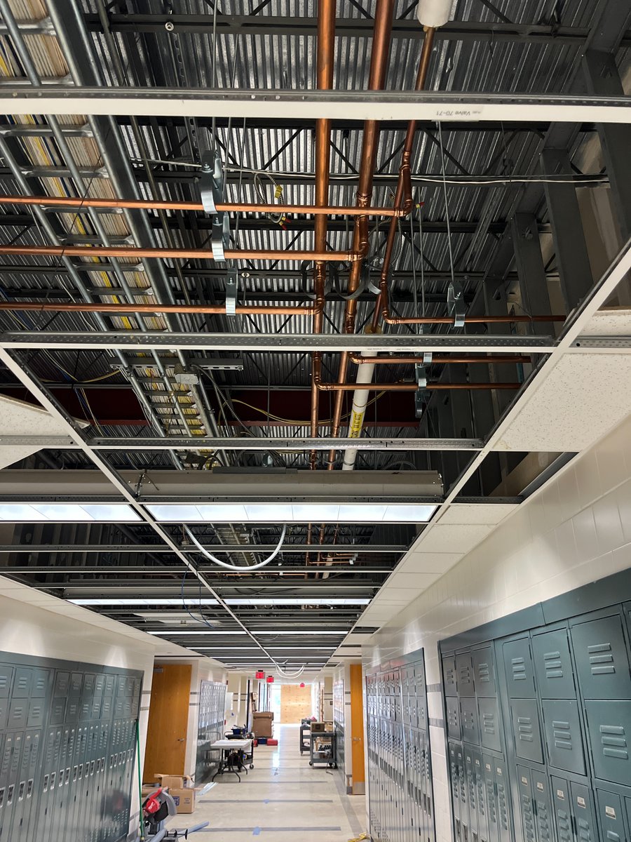 Domestic water rough-in piping looking good at the North Penn High School.  #commercialrenovation #plumbingconstruction #tradesforlife
